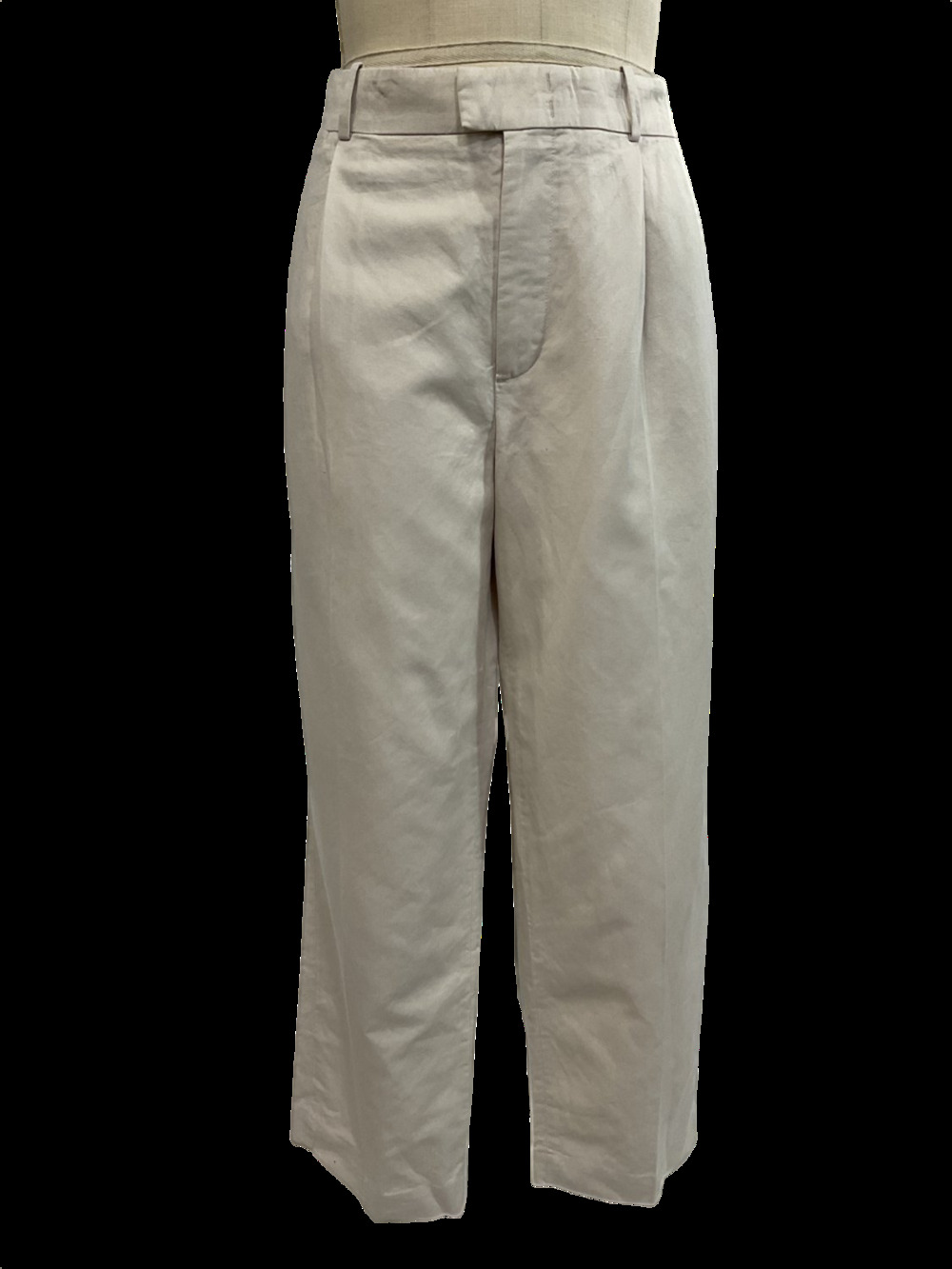 Cos Tailored Light Beige Pleated Straight-Leg Linen Trousers Size 38 R